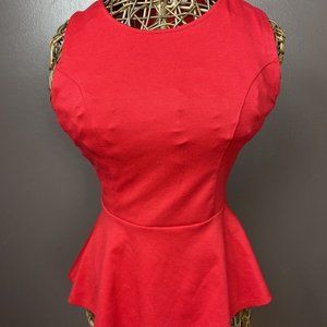 Papaya Sleeveless Red Blouse Tank Top Ruffle Hem S